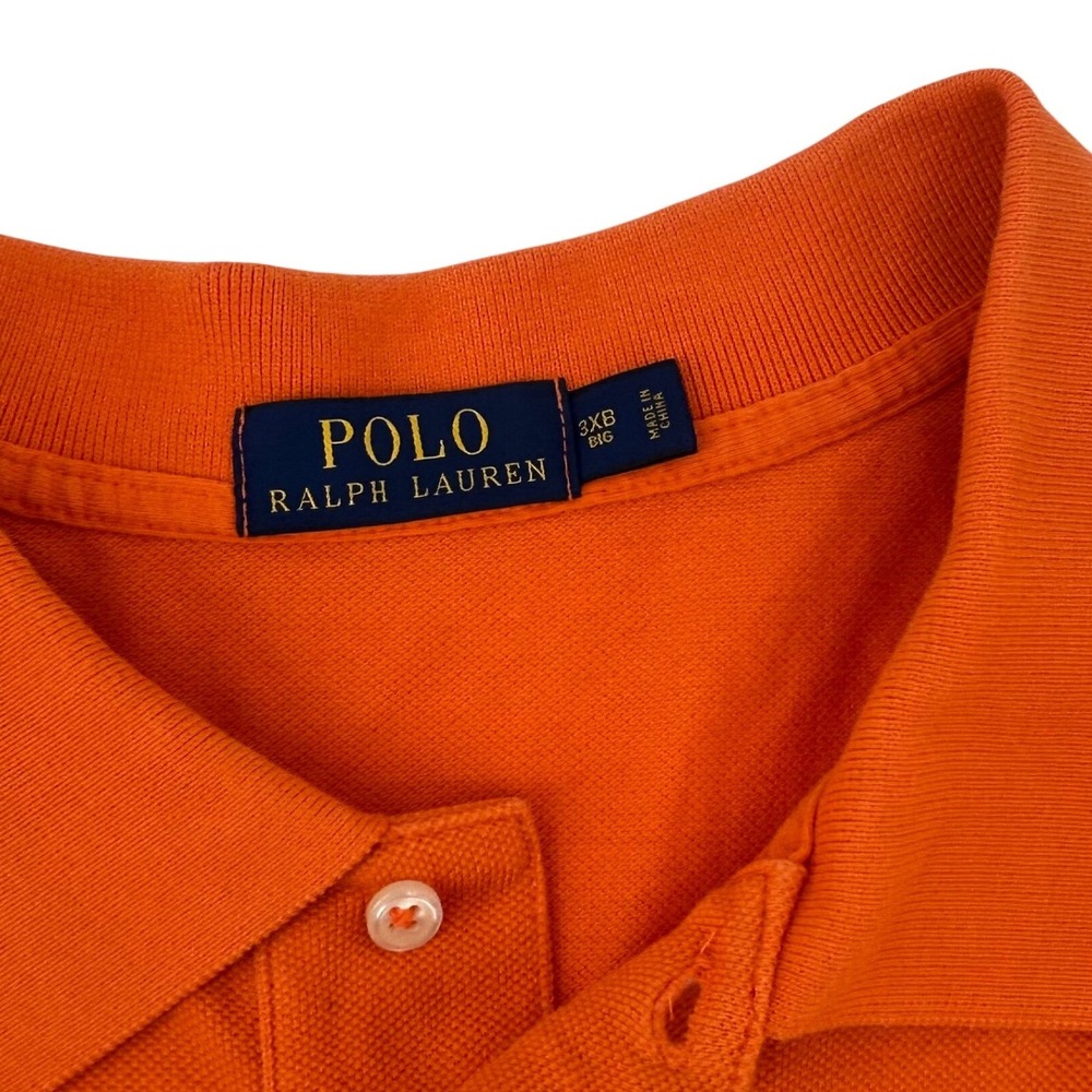 Polo Ralph Lauren Mens Orange Cotton Pique Polo Shirt Big & Tall 3XB Short Slv